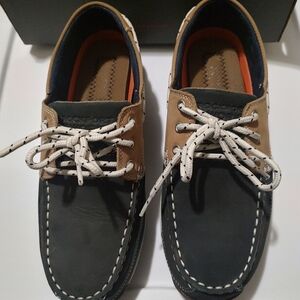 Rockport Women's Blue and Tan Boat Shoes